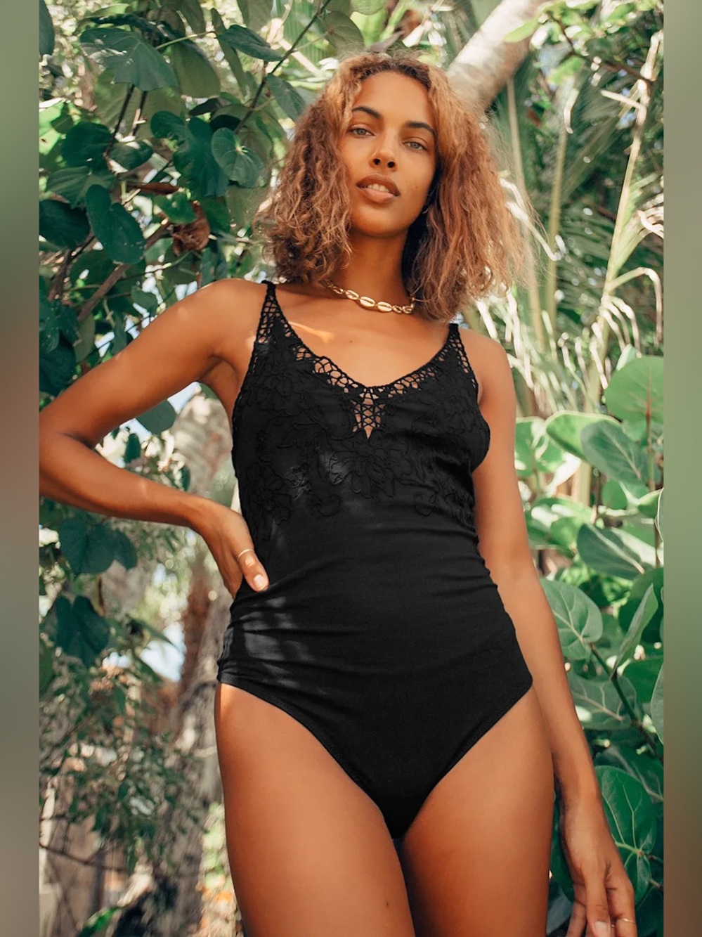 Intimately Free People Lea Black Floral Embroidered Sleeveless Bodysuit Medium